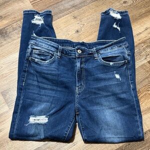 Flying Monkey Dark Blue Distressed Skinny Jeans